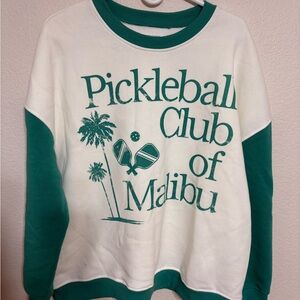 Pickleball Crewneck Sweatshirt – Green & Cream Size XL